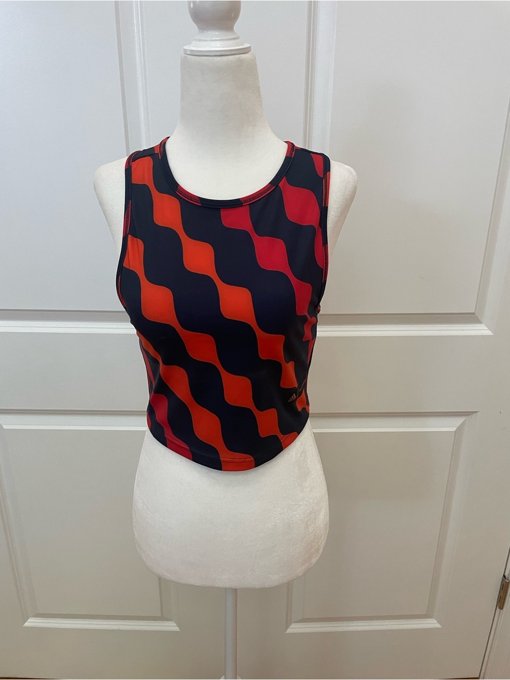 Adidas x Marimekko Training Crop Tank Top Navy Orange NWT